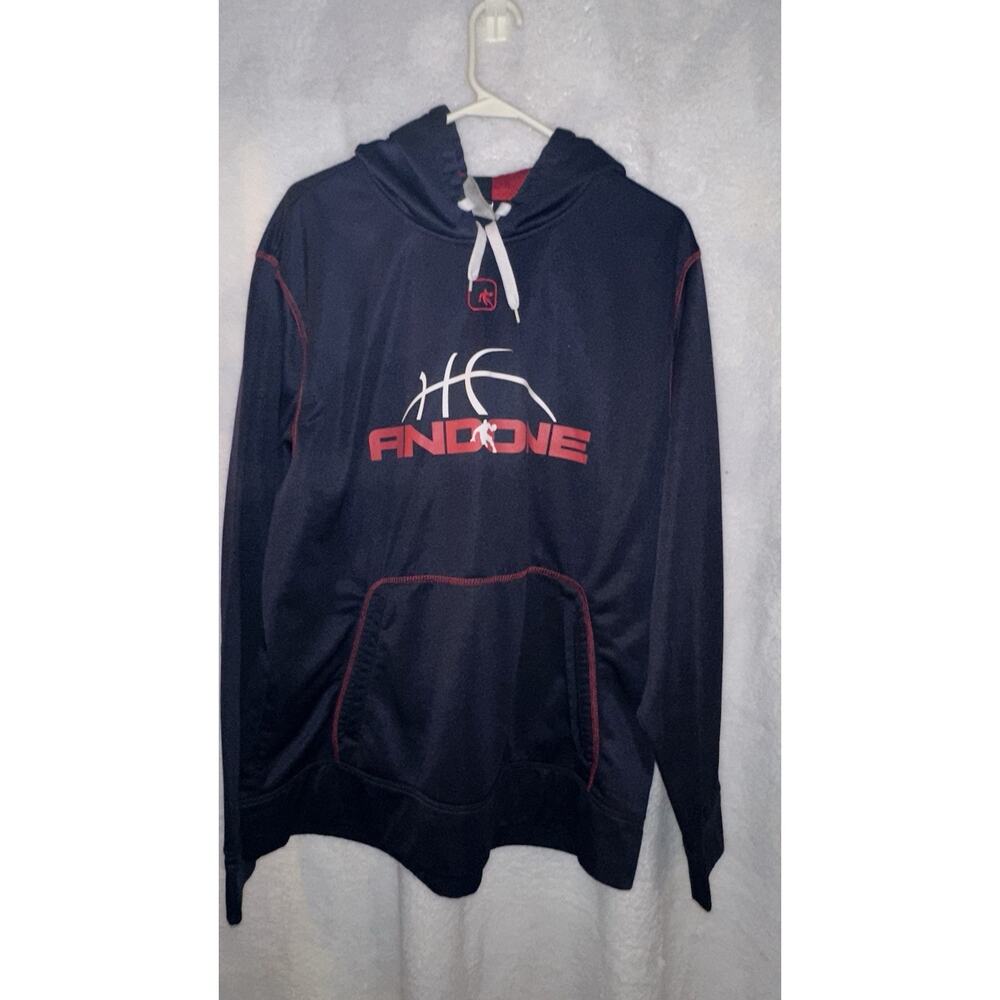 AND1 Hoodie Mens XL Black Red Basketball Pullover RN117927‎ Excellent